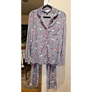Laura Ashley Pajama Set M West Highland Dog Scottie Christmas Westie Soft
